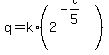 q+=+k%2A%282%5E%28-t%2F5%29%29