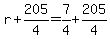 r%2B205%2F4=7%2F4%2B205%2F4