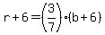 r%2B6=%283%2F7%29%28b%2B6%29