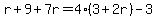 r%2B9%2B7r=4%283%2B2r%29-3