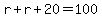 r%2Br%2B20=100