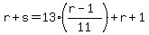 r%2Bs=13%2A%28%28r-1%29%2F11%29%2Br%2B1