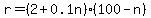 r=%282%2B0.1n%29%28100-n%29