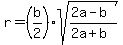 r=%28b%2F2%29sqrt%28%282a-b%29%2F%282a%2Bb%29%29