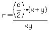 r=%28d%2F2%29%28x%2By%29%2F%28xy%29