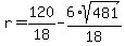 r=%2B120%2F18-6%2Asqrt%28481%29%2F18