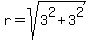 r=+sqrt%283%5E2%2B3%5E2%29