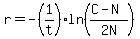 r=-%281%2Ft%29%2Aln%28%28C-N%29%2F%222+N%22%29