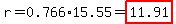 r=0.766%2A15.55=highlight%2811.91%29