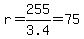 r=255%2F3.4=75