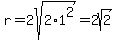 r=2sqrt%282%2A1%5E2%29=2sqrt%282%29