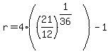 r=4%28%2821%2F12%29%5E%281%2F36%29%29-1