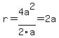 r=4a%5E2%2F2a=2a