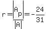 r=abs%28A%5Bp%5D%29%2Fabs%28A%29=-24%2F31