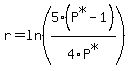 r=ln%285%28P%5E%22%2A%22-1%29%2F4P%5E%22%2A%22%29