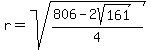 r=sqrt%28%28806-2sqrt%28161%29%29%2F4%29
