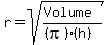 r=sqrt%28%28Volume%29%2F%28%28pi%29%28h%29%29%29