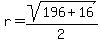 r=sqrt%28+196%2B16%29%2F2