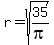 r=sqrt%2835%2Fpi%29