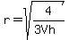 r=sqrt%284%2F%283Vh%29%29
