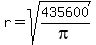 r=sqrt%28435600%2Fpi%29