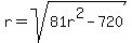 r=sqrt%2881r%5E2-720%29