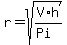 r=sqrt%28V%2F%28Pi%29%2Ah%29