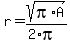 r=sqrt%28pi%2AA%29%2F%282%2Api%29