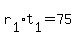 r%5B1%5D%2At%5B1%5D+=+75