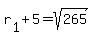 r%5B1%5D+%2B+5+=+sqrt%28265%29