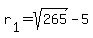 r%5B1%5D+=+sqrt%28265%29+-+5