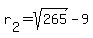 r%5B2%5D+=+sqrt%28265%29+-+9