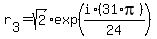r%5B3%5D+=+sqrt%282%29%2Aexp%28i%2A%2831%2Api%29%2F24%29