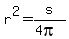 r%5E2=s%2F%284pi%29