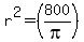 r%5E2+=+%28800%2Fpi%29