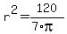r%5E2+=+120%2F%287%2Api%29
