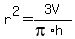 r%5E2+=+3V%2F%28pi%2Ah%29