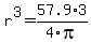r%5E3+=+57.9%2A3%2F4pi