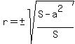 r+=+%22%22%2B-sqrt%28%28S-a%5E2%29%2FS%29