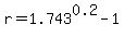 r+=+1.743%5E0.2+-+1