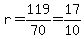 r+=+119%2F70+=+17%2F10