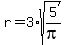r+=+3%2Asqrt%285%2Fpi%29
