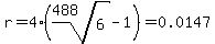 r+=+4%2A%28root%28488%2C6%29+-+1%29+=+0.0147