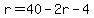 r+=+40+-+2r+-+4