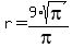 r+=+9%2Asqrt%28pi%29%2Fpi