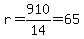 r+=+910%2F14+=+65