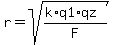r+=+sqrt%28%28k%2Aq1%2Aqz%29%2FF%29