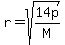 r+=+sqrt%2814p%2FM%29