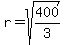 r+=+sqrt%28400%2F3%29