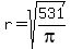 r+=+sqrt%28531%2Fpi%29